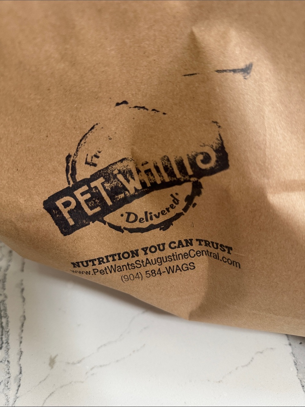 Pet Wants Branded Kraft Paper Bag in Brown